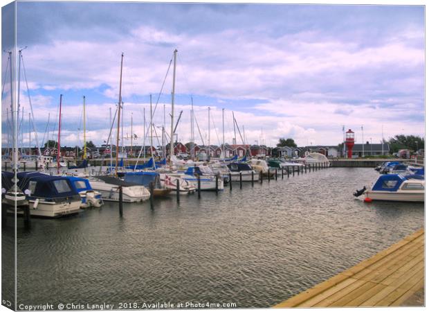 Kivik Harbour, Skåne, Sweden - Late in the day. Canvas Print by Chris Langley
