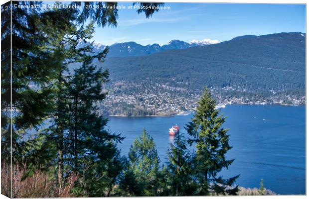 Looking across Indian Arm to North Shore Mountains Canvas Print by Chris Langley