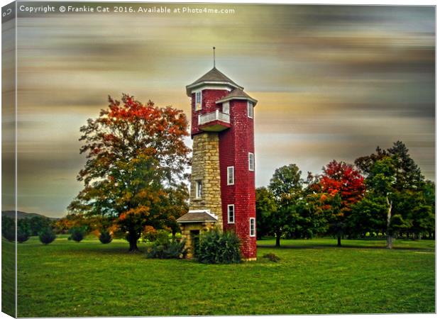 Autumn Water Tower Canvas Print by Frankie Cat