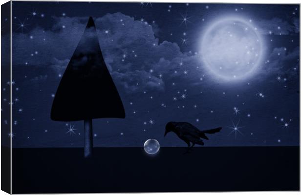 The Raven Max and the stars ball. Canvas Print by Dagmar Giers