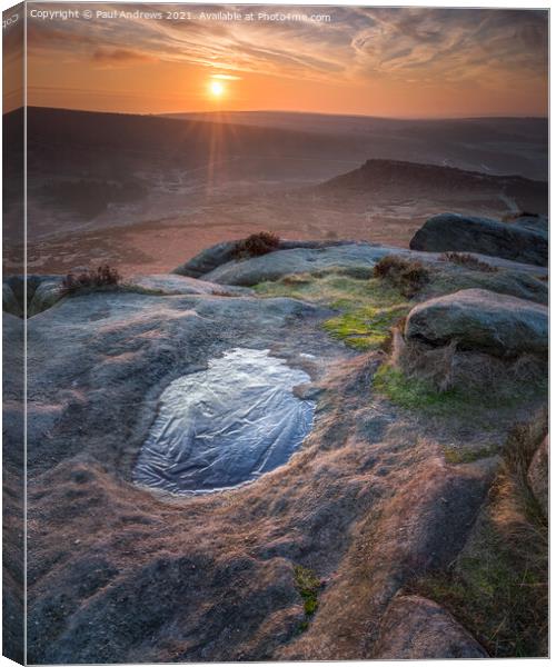 Higger Tor Sunrise Canvas Print by Paul Andrews