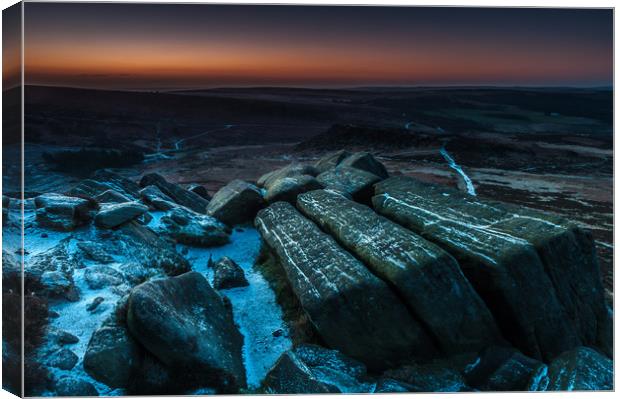 Higger Tor Dawn Canvas Print by Paul Andrews