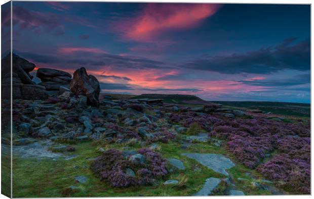 Higger Tor Sunset Canvas Print by Paul Andrews