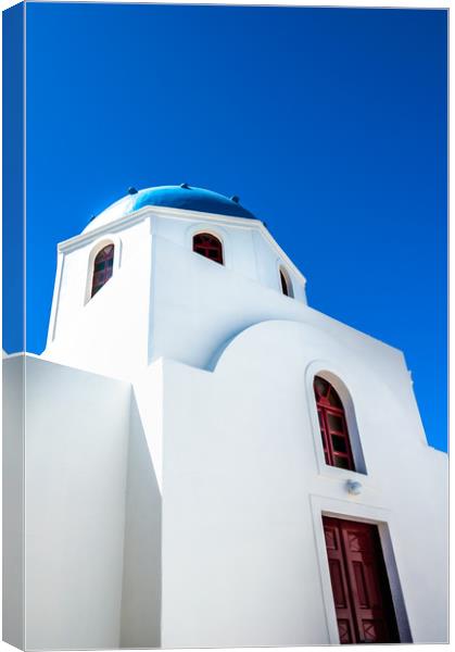 Santorini Blue domed Church Canvas Print by Paul Andrews