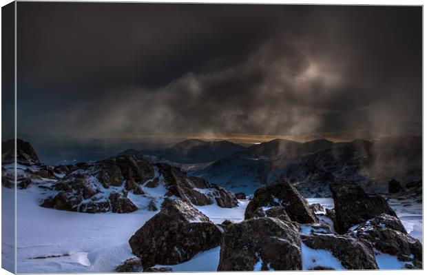 Bowfell to Coniston Canvas Print by Paul Andrews