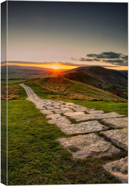 Mam Tor Sunset Canvas Print by Paul Andrews