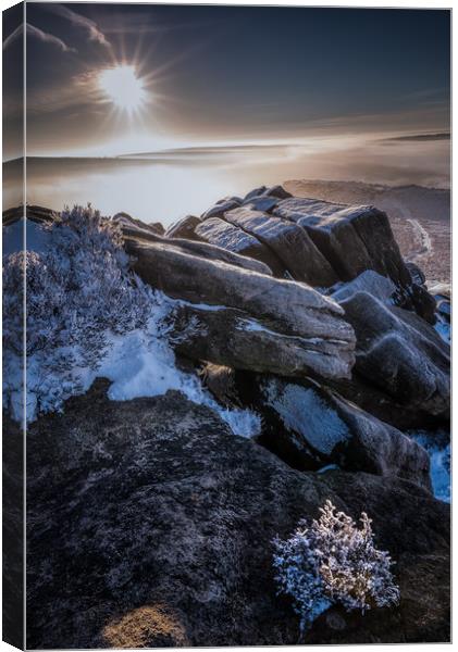 Higger Tor Winters Morn Canvas Print by Paul Andrews