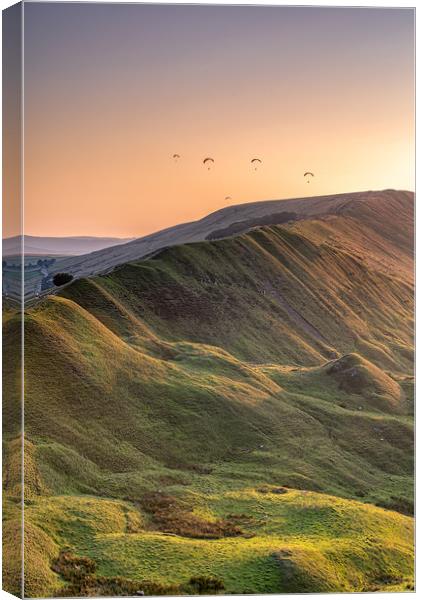 Rushup Paragliders Canvas Print by Paul Andrews