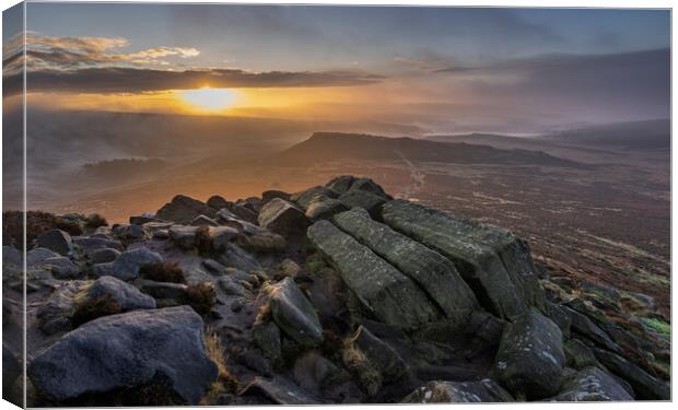 Higger Tor Mist Canvas Print by Paul Andrews