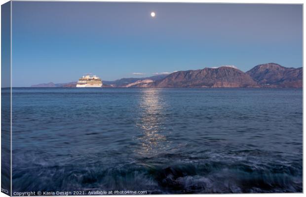 Moonlight Departure from Agios Nikolaos, Crete Canvas Print by Kasia Design