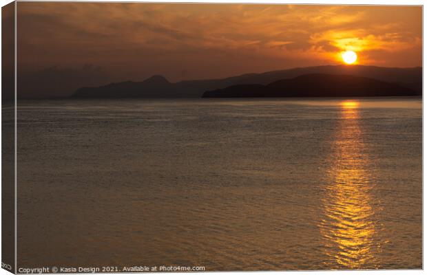Golden Sun over Mirabello Bay, Crete, Greece Canvas Print by Kasia Design