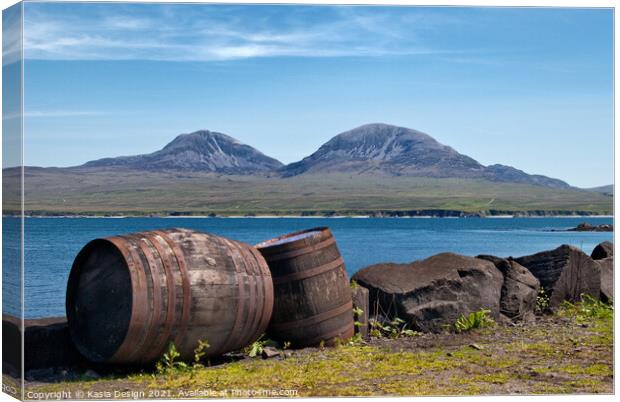Whisky Vats and the Paps of Jura Canvas Print by Kasia Design