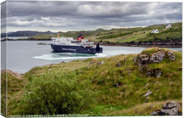 Ferry Turning to leave Tarbert, Isle of Harris Canvas Print by Kasia Design