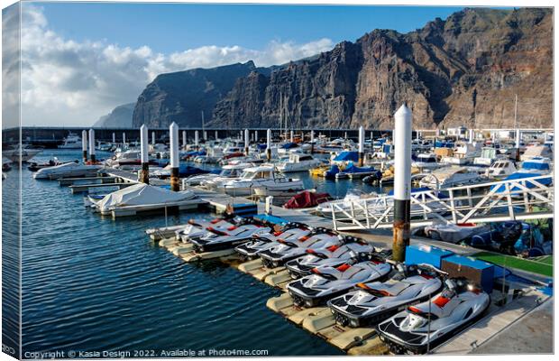 Los Gigantes Marina and Cliffs, Tenerife Canvas Print by Kasia Design