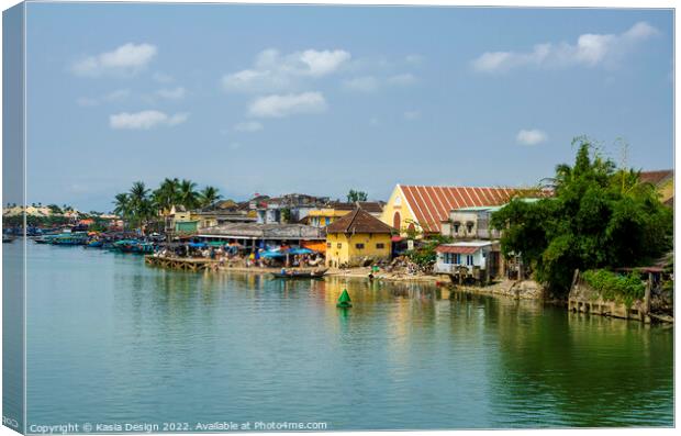 Hoi An Market across Thu Bon River, Vietnam Canvas Print by Kasia Design