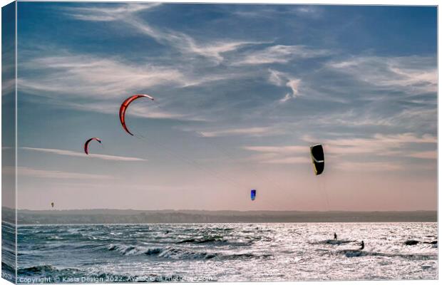 Kite Surfers in the Bay of Palma Canvas Print by Kasia Design