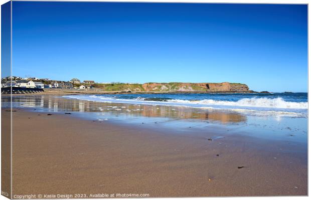 Sandy Beach and Stunning Cliffs at Eyemouth Canvas Print by Kasia Design
