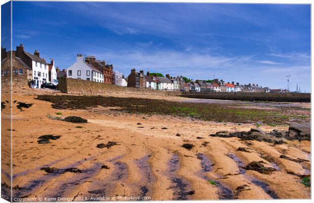 Colourful Anstruther across the Beach  Canvas Print by Kasia Design