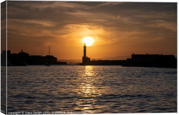 Radiant Sunset over Chania Harbour Canvas Print by Kasia Design