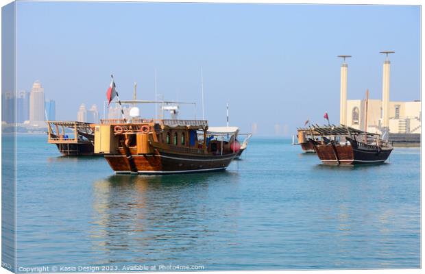 Traditional Dhows in Doha  Canvas Print by Kasia Design