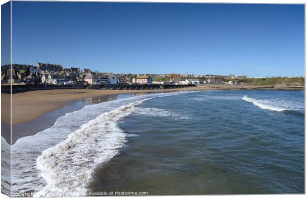 Waves washing over Eyemouth Beach Canvas Print by Kasia Design