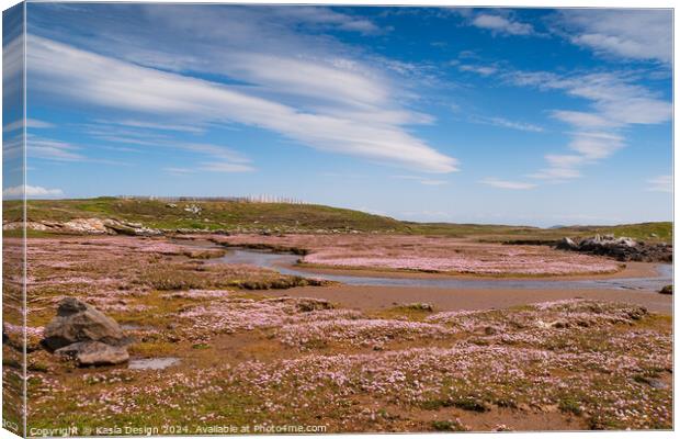 Pink Thrift Carpet and Lenticularis Clouds Canvas Print by Kasia Design