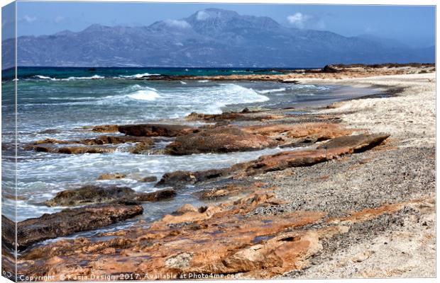Rugged Shoreline on Chrissi Island, Crete Canvas Print by Kasia Design