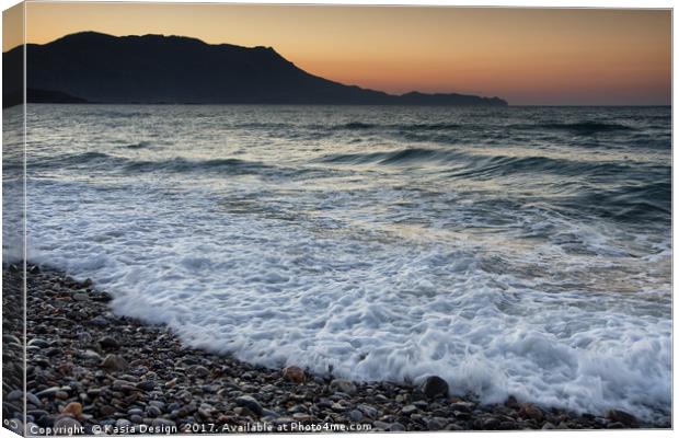 Dusk Light, Livadia Beach, Kissamos, Crete, Greece Canvas Print by Kasia Design