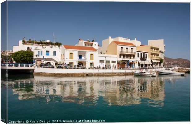 Mesmerizing Reflections in Agios Nikolaos Harbour Canvas Print by Kasia Design