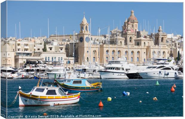 Vittoriosa Marina and Maltese Maritime Museum Canvas Print by Kasia Design