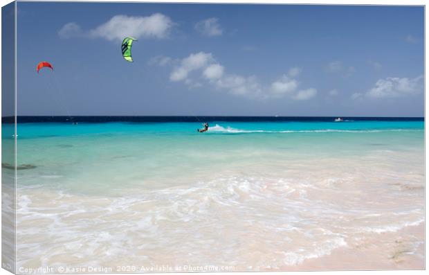 Bonaire: Kite Surfing, Atlantis Beach Canvas Print by Kasia Design