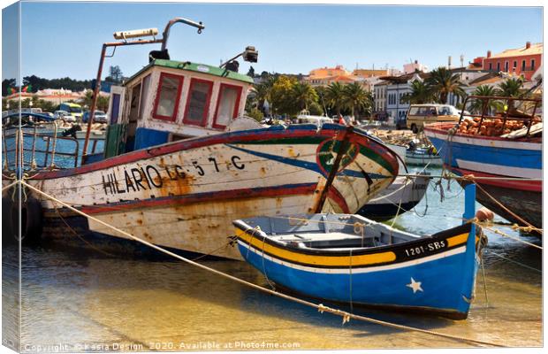 Algarve: Fishing Boats in Lagos Harbour Canvas Print by Kasia Design