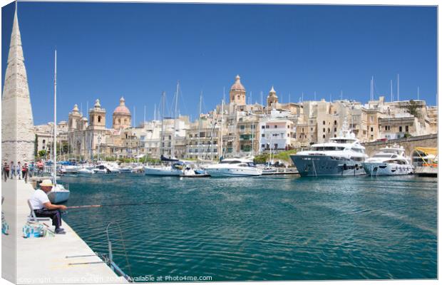 Malta: A Spot of Peaceful Fishing  Canvas Print by Kasia Design