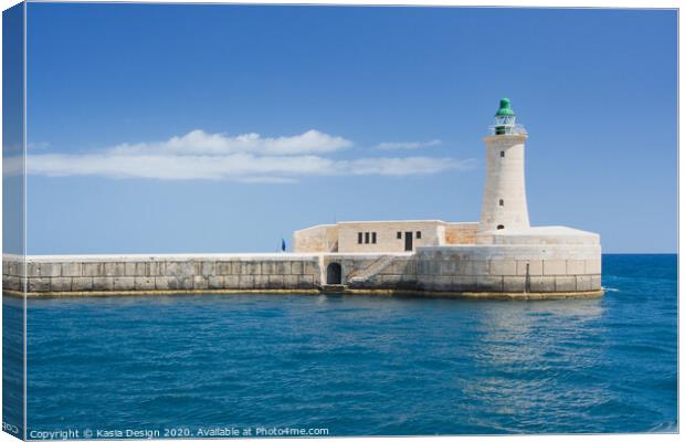 St. Elmo Lighthouse, Grand Harbour, Valletta Canvas Print by Kasia Design