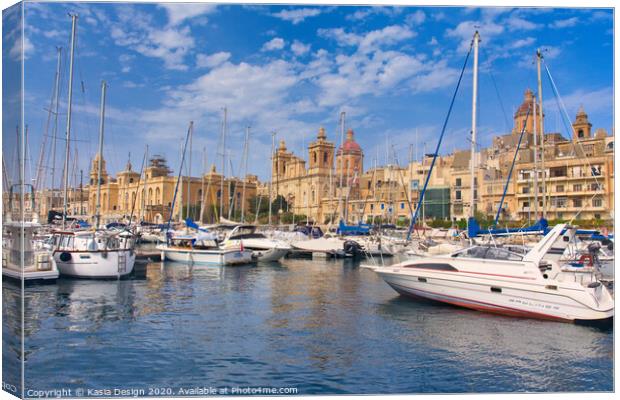 Malta: Vittoriosa Yachts and History Canvas Print by Kasia Design