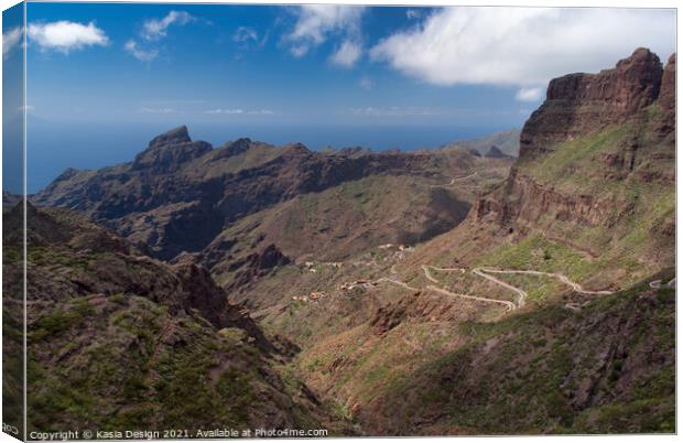 The Winding Road to Masca, Tenerife, Spain Canvas Print by Kasia Design
