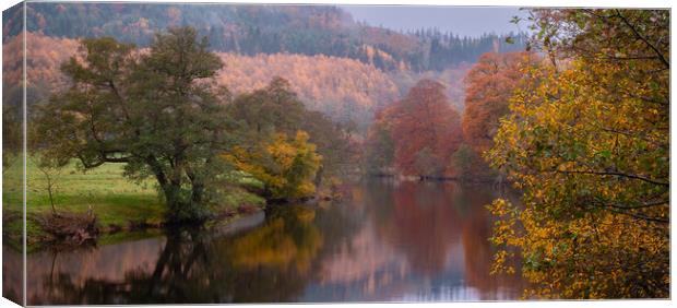 Autumn reflections in the River Dee  Canvas Print by Clive Ashton