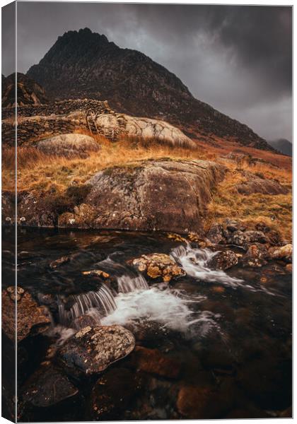 Looking up towards Tryfan Canvas Print by Clive Ashton