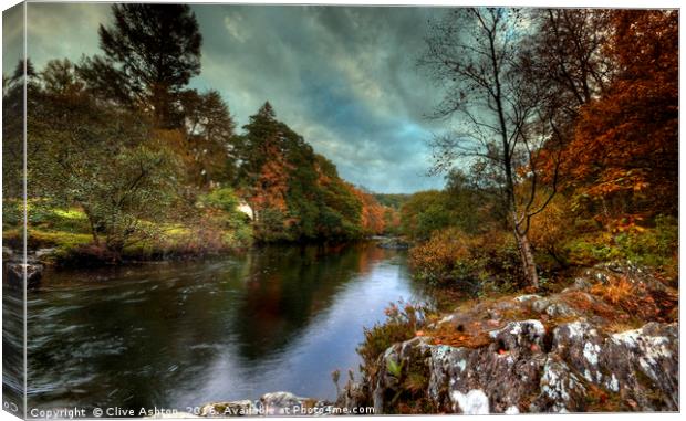 Looking down the Llugwy Canvas Print by Clive Ashton