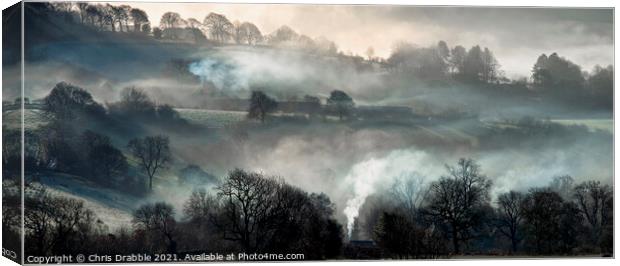 Morning mist in the Derwent Valley.  Canvas Print by Chris Drabble