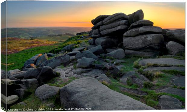 Higger Tor at sunset Canvas Print by Chris Drabble