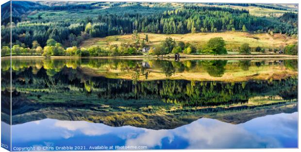 Autumn reflections, Loch Lubnaig Canvas Print by Chris Drabble