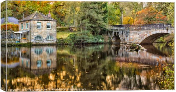 Calver Bridge and the Old Shuttle House Canvas Print by Chris Drabble