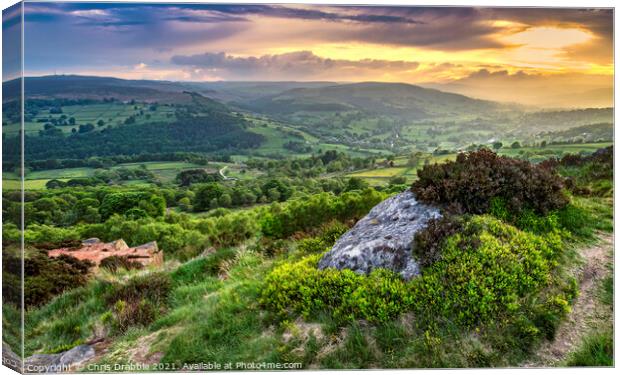 Above Millstone Edge at sunset Canvas Print by Chris Drabble