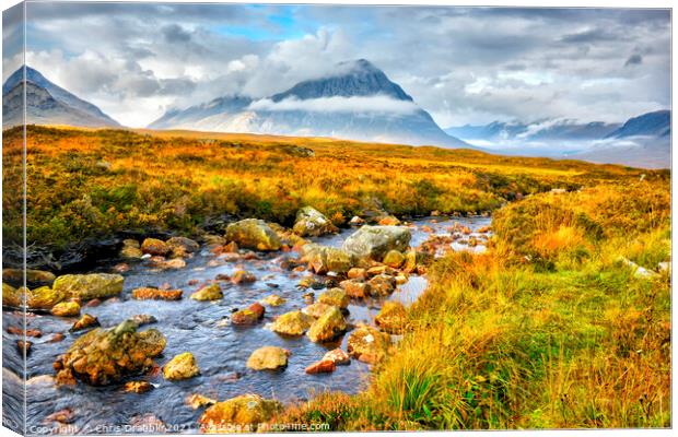 Buchaille Etive Mor in the light of dawn Canvas Print by Chris Drabble