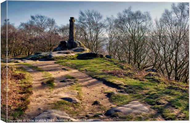 Wellington's Monument on Baslow Edge Canvas Print by Chris Drabble