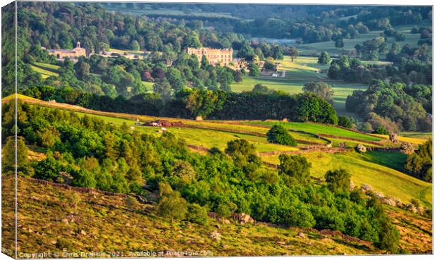 Chatsworth House from Curbar Edge Canvas Print by Chris Drabble