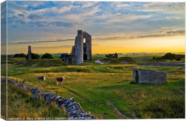 The Magpie Mine (at sunset) Canvas Print by Chris Drabble