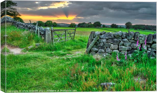 Harthill Moor at sunset Canvas Print by Chris Drabble