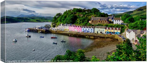 Portree Harbour in sunlight Canvas Print by Chris Drabble
